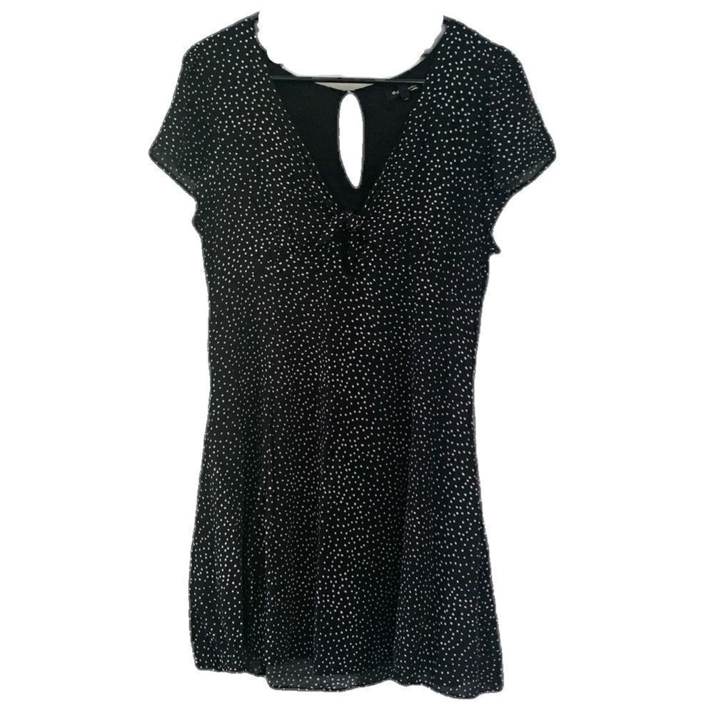 Solemio Black polka dot flowy midi dress